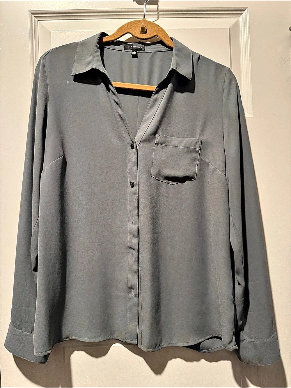 The Limited Button Front Shirt in Gray Medium Like New
